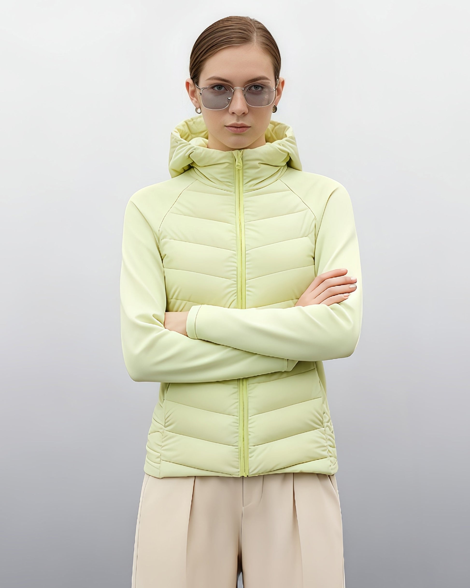 Green Lightweight Down Jacket with Hood - SISPELL