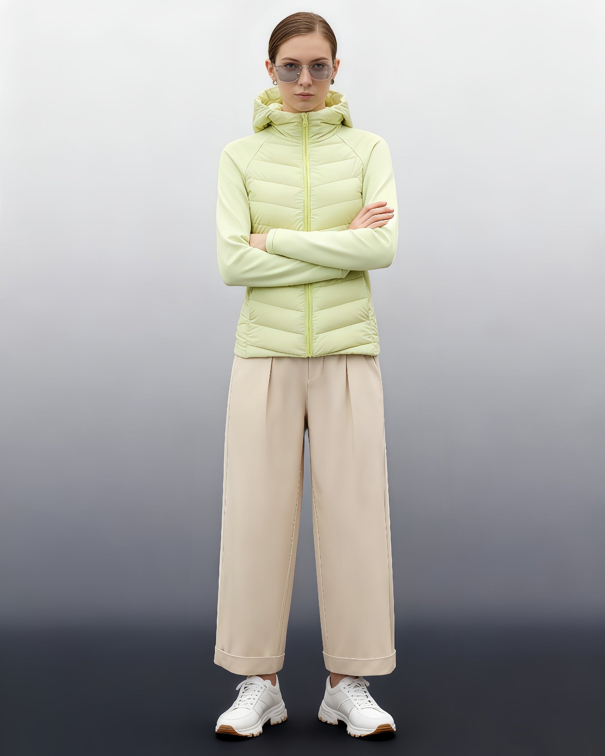 Green Lightweight Down Jacket with Hood - SISPELL