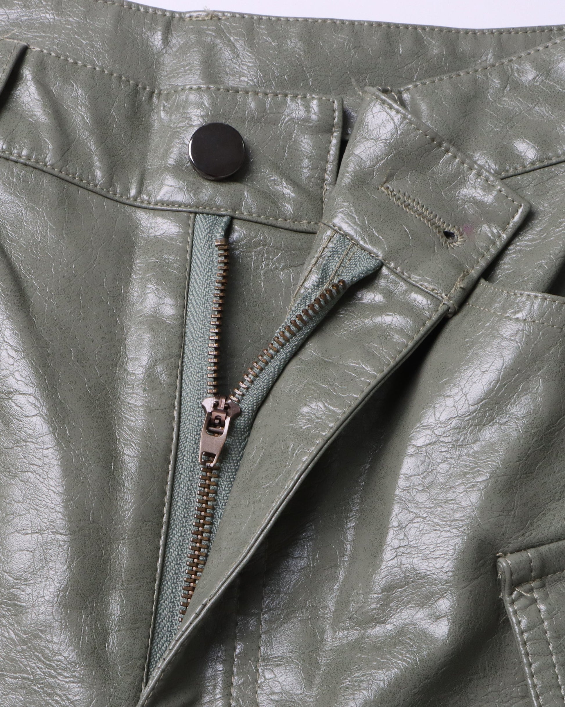 Green PU Leather Cargo Pants - SISPELL