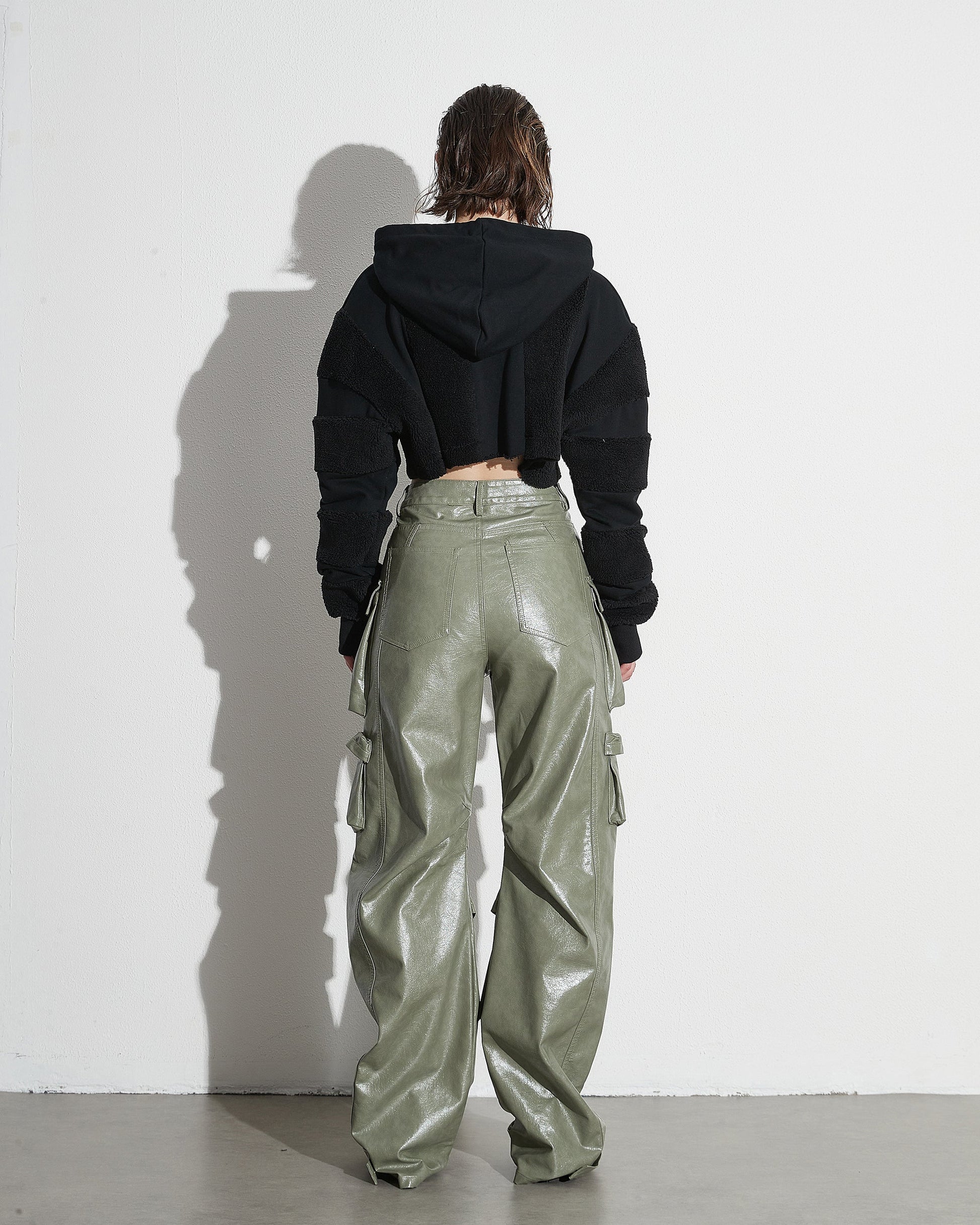 Green PU Leather Cargo Pants - SISPELL