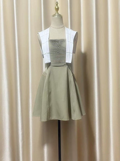 Hit Color Sleeveless Short Dress - SISPELL