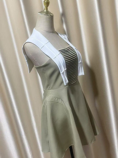 Hit Color Sleeveless Short Dress - SISPELL