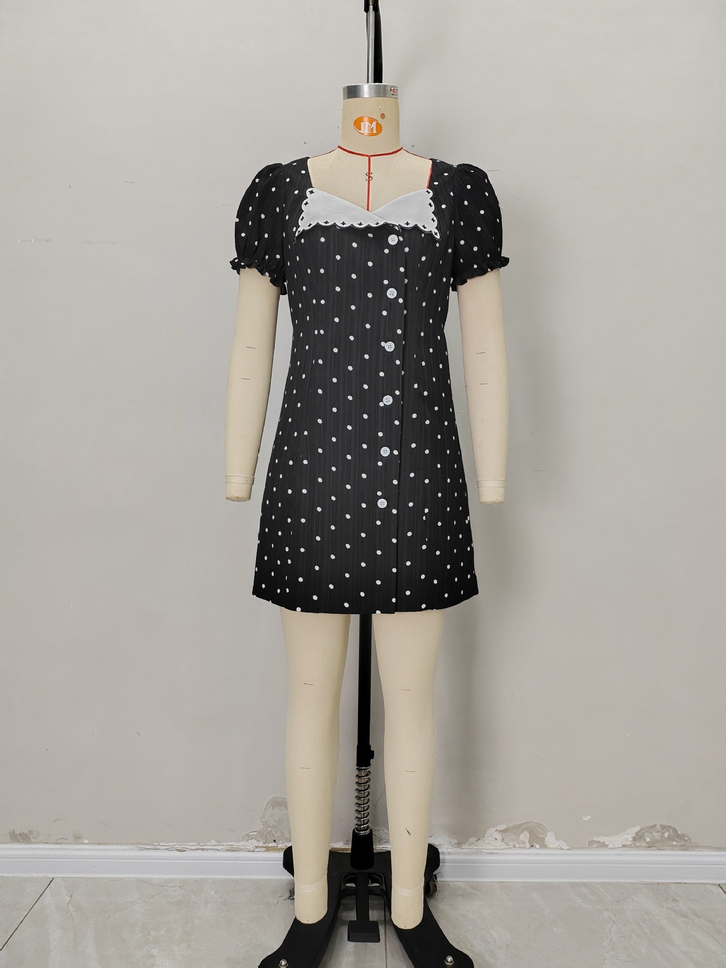 Hit Color Wave Point Short Dress - SISPELL