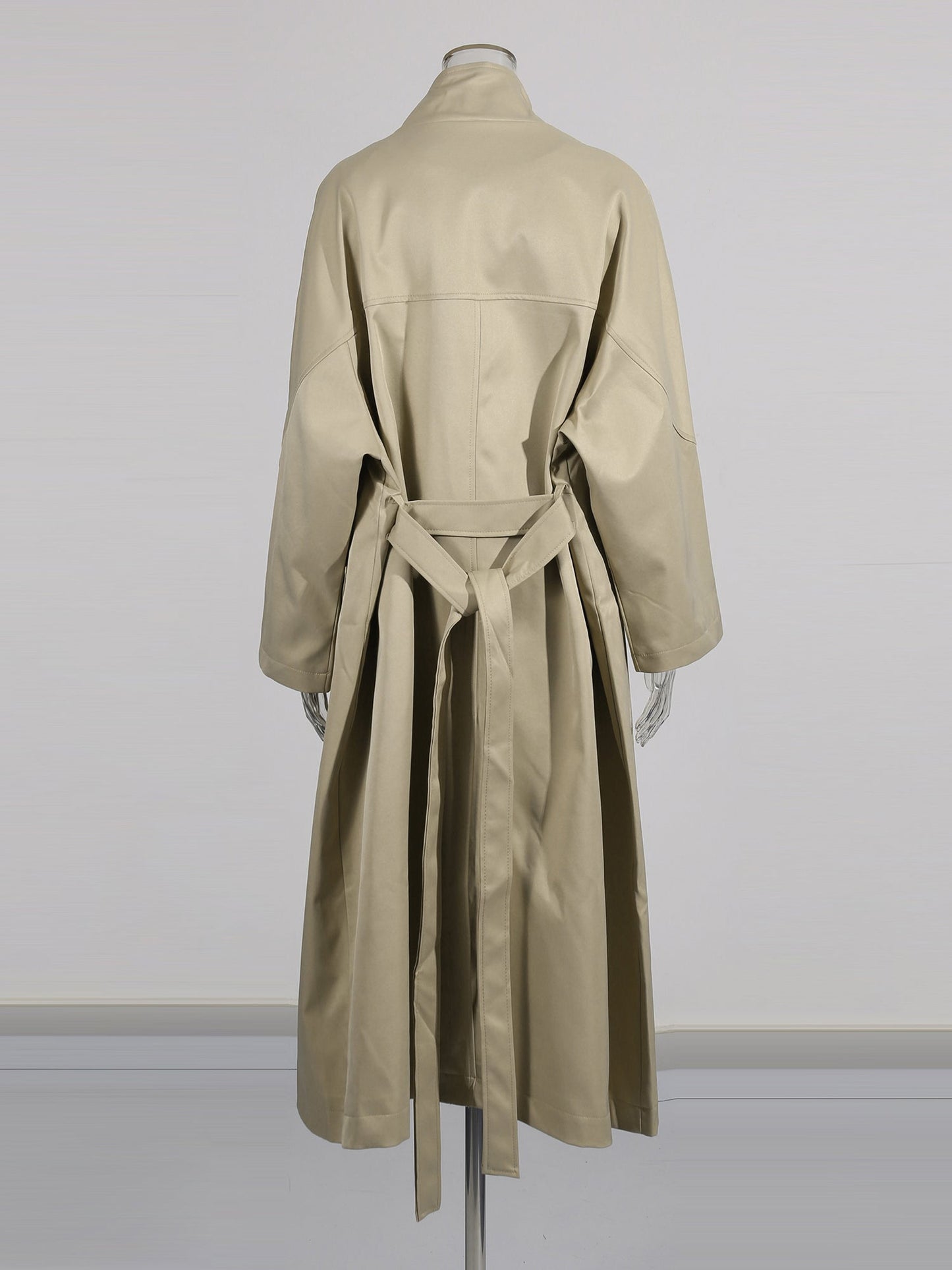 Khaki Asymmetric Long Trench Coat - SISPELL