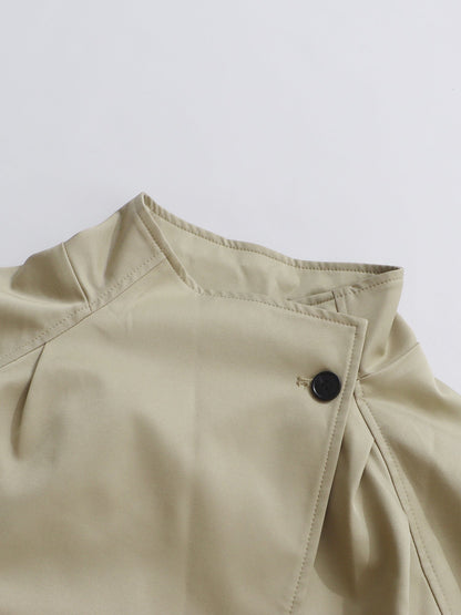 Khaki Asymmetric Long Trench Coat - SISPELL