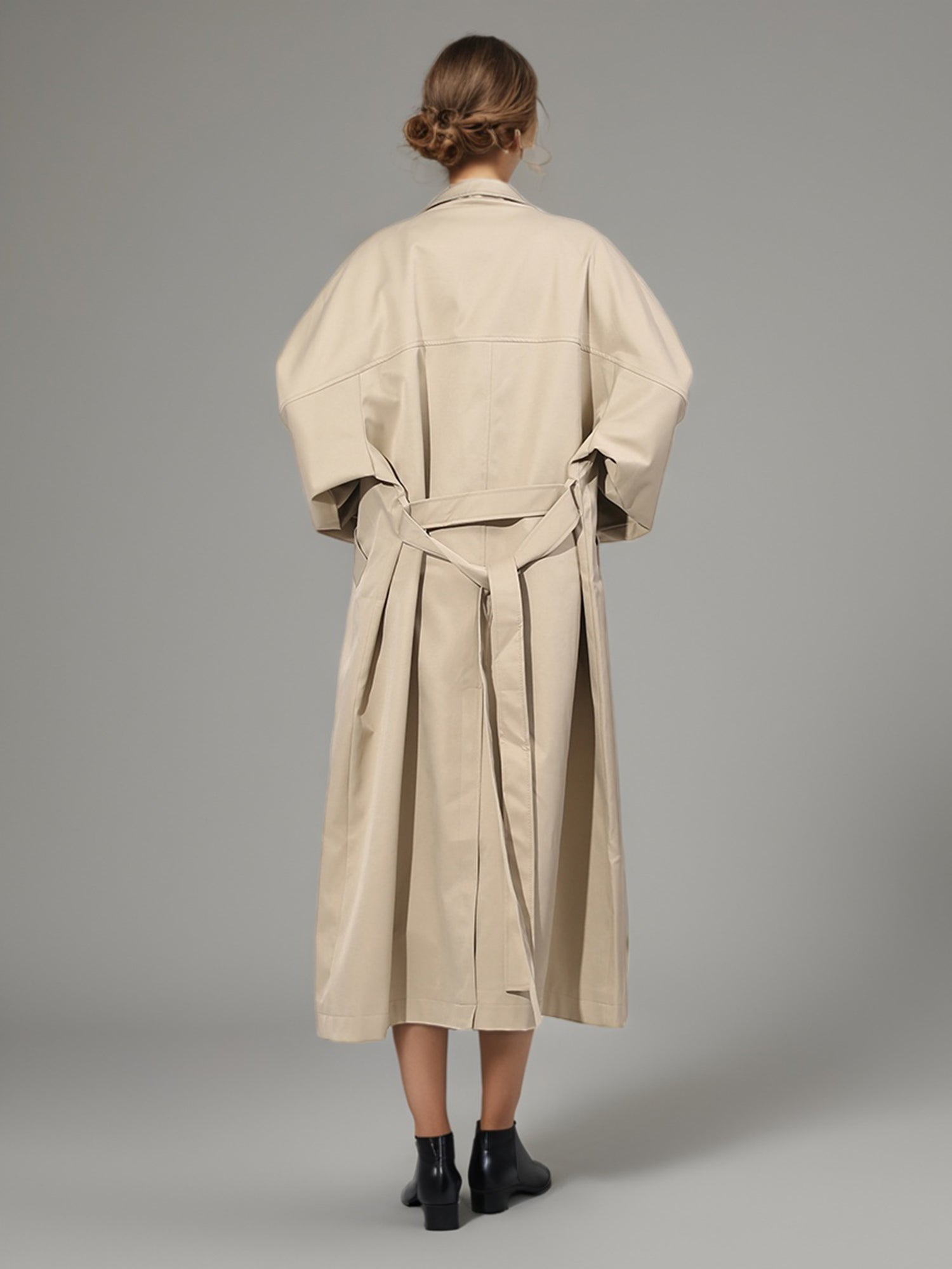 Khaki Asymmetric Long Trench Coat - SISPELL