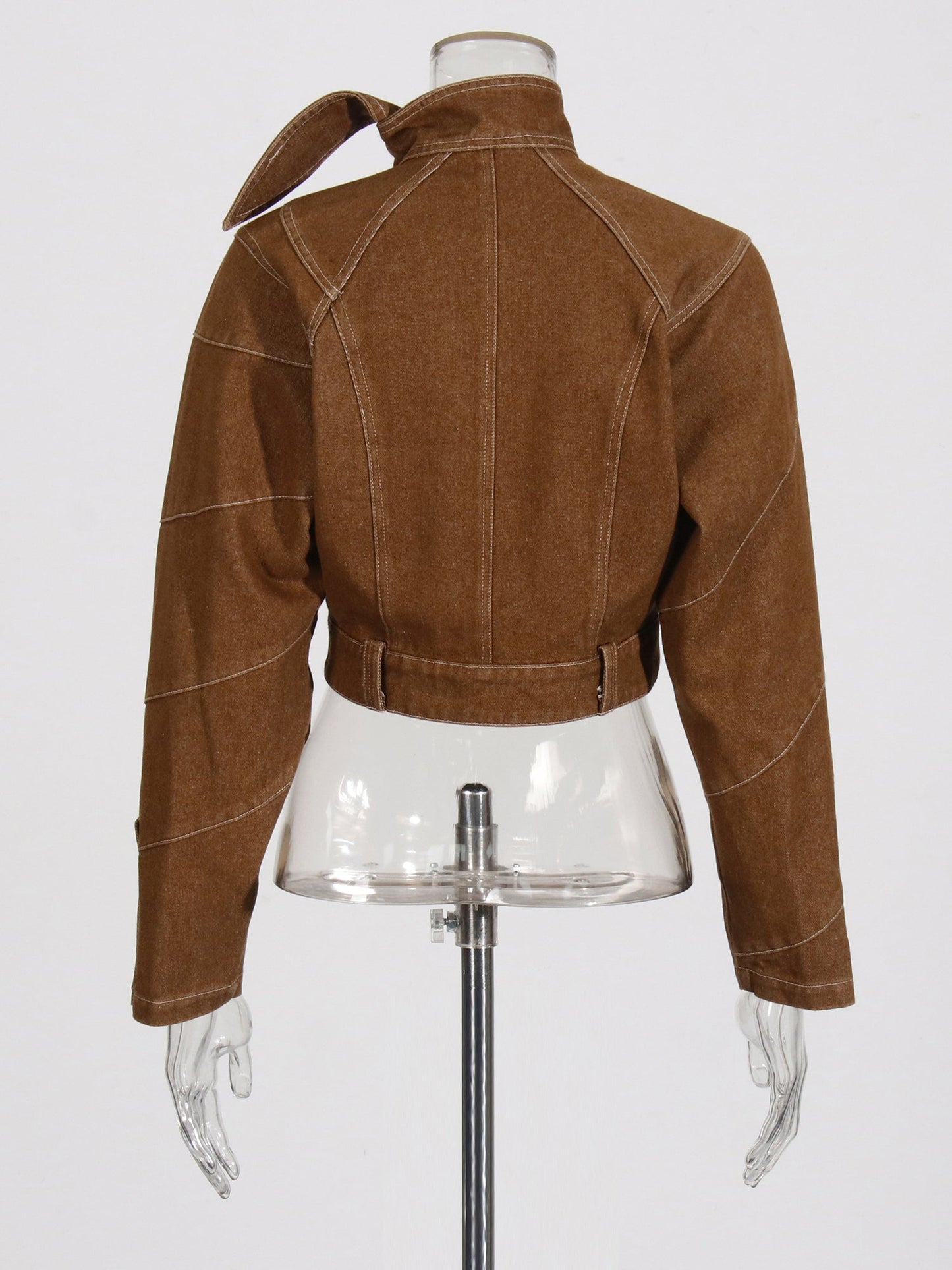 Khaki Cropped Jacket & Wide - Leg Pants Set - SISPELL