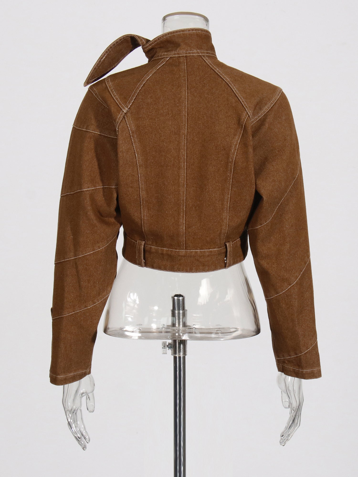 Khaki Cropped Jacket & Wide - Leg Pants Set - SISPELL