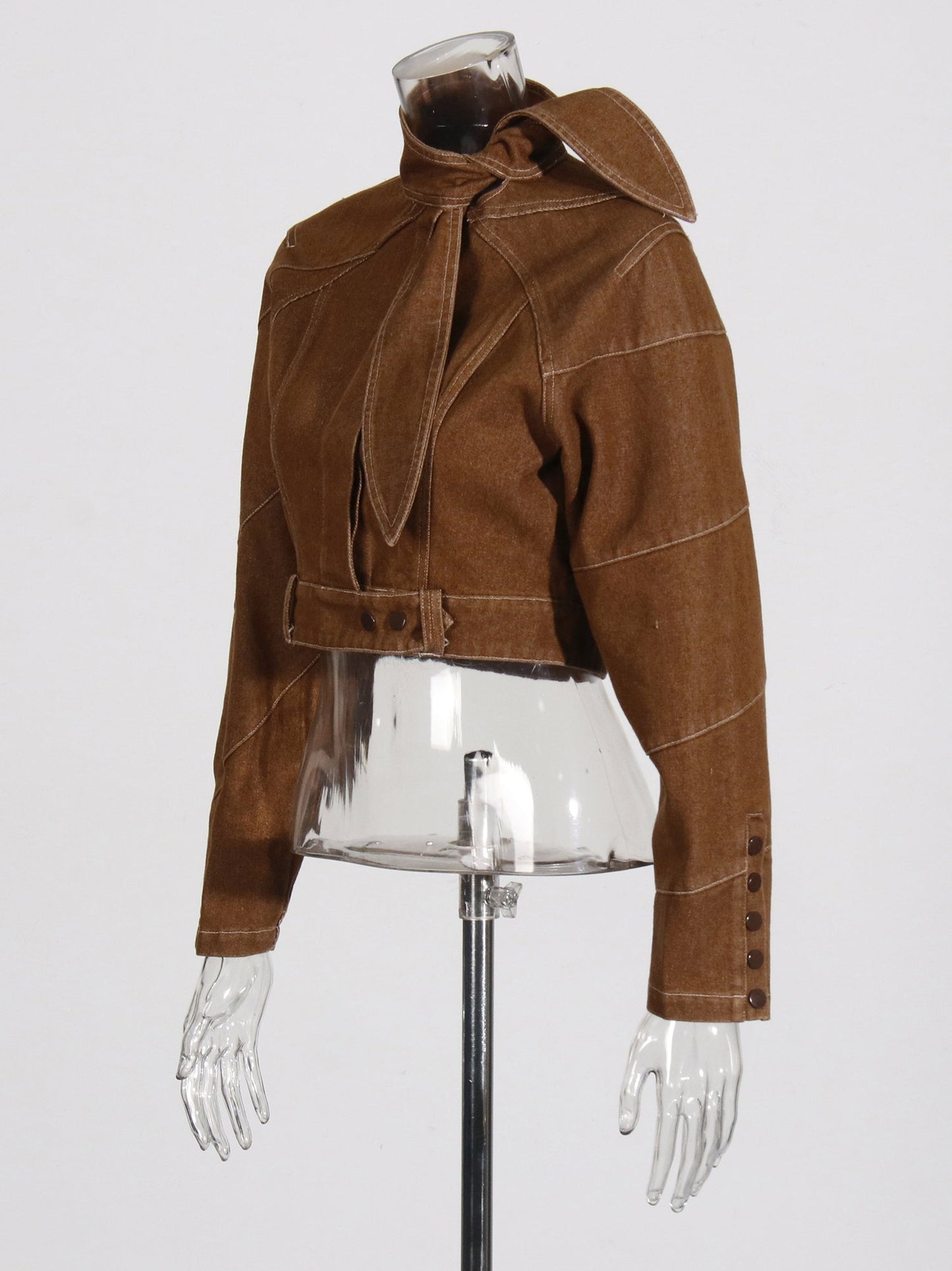 Khaki Cropped Jacket & Wide - Leg Pants Set - SISPELL