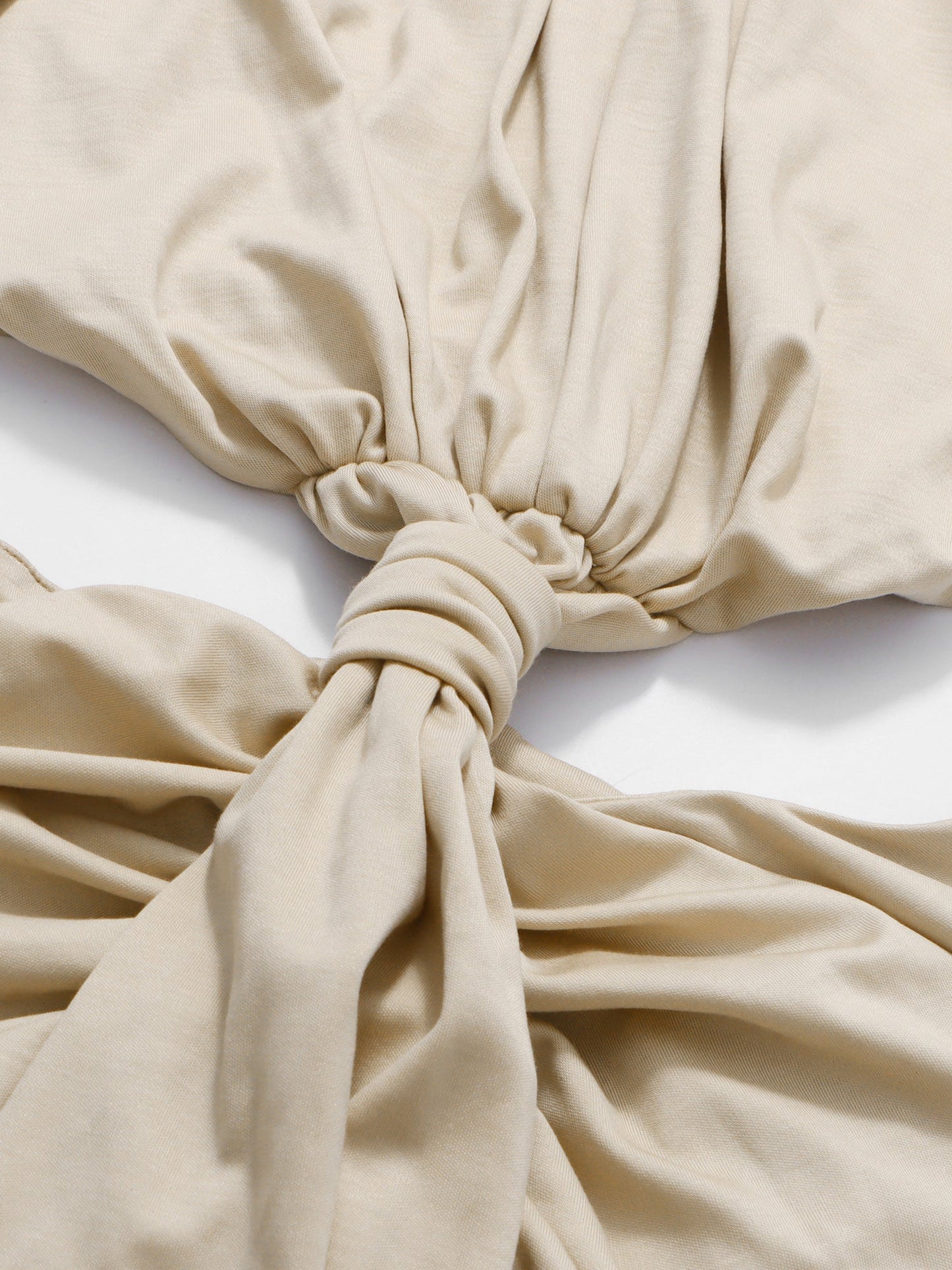 Khaki Cutout Maxi Dress with Draped Knot - SISPELL