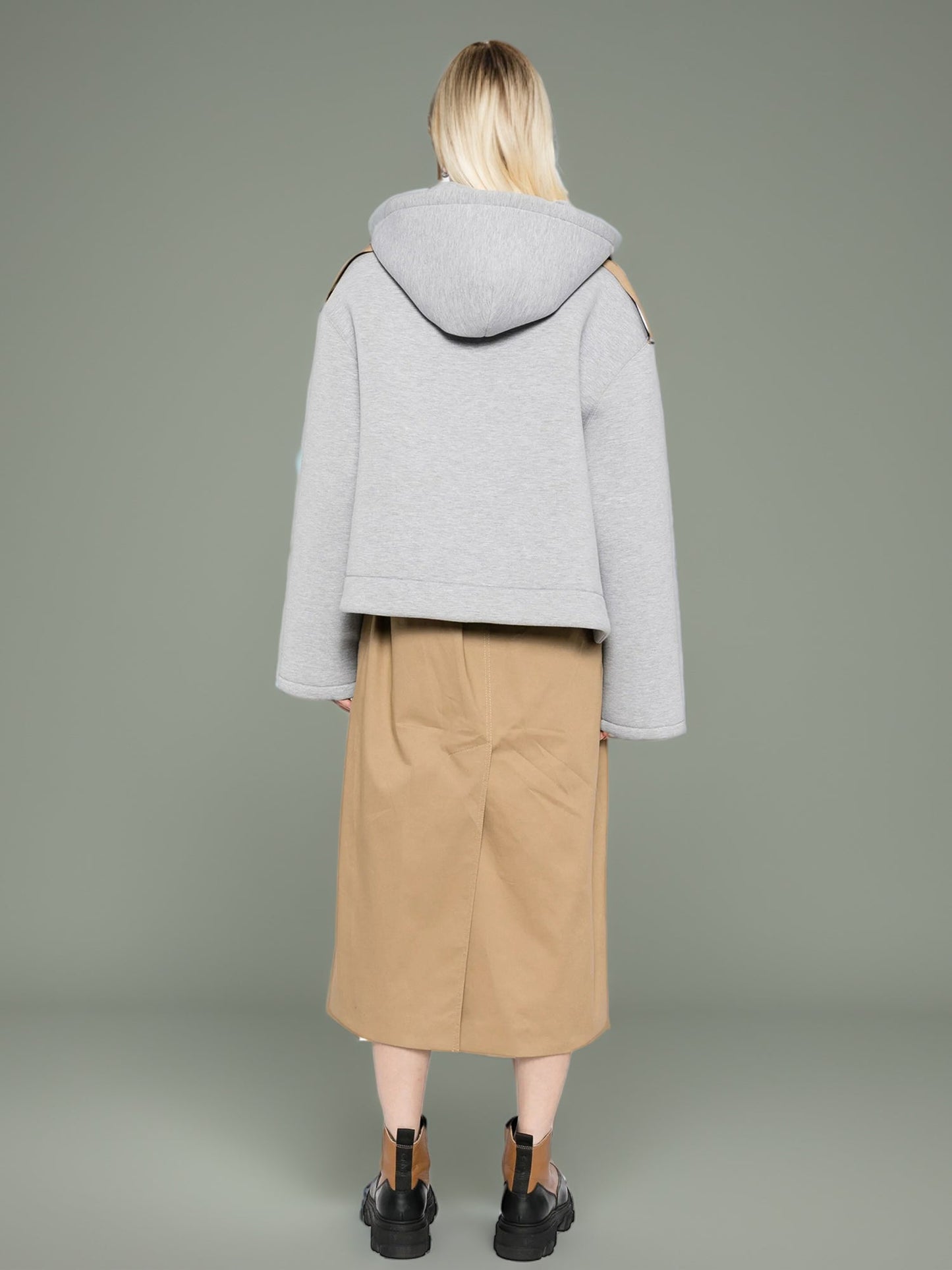 Khaki Hooded Double - Breasted Trench Coat - SISPELL