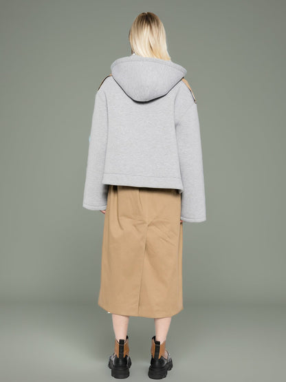 Khaki Hooded Double - Breasted Trench Coat - SISPELL