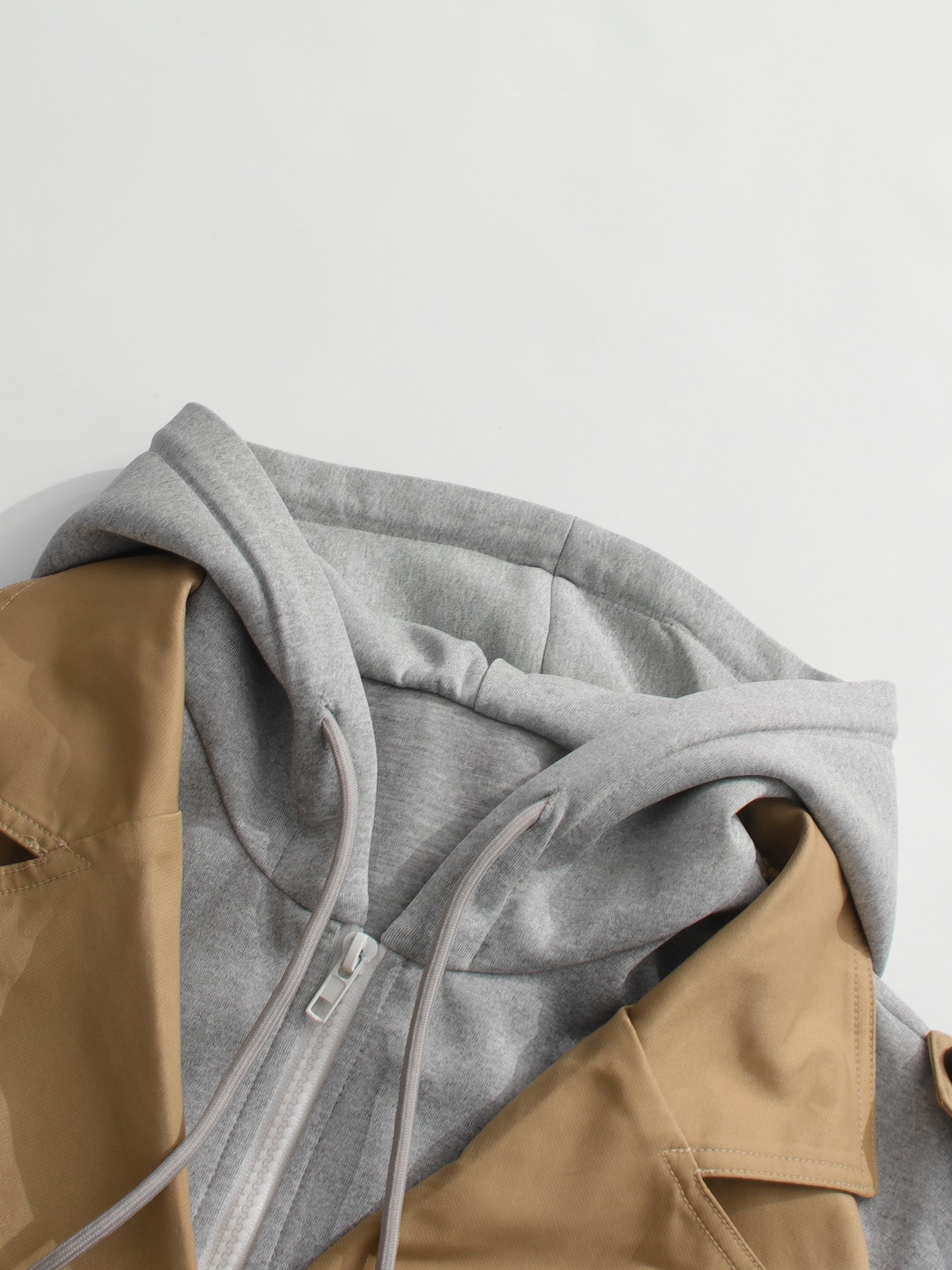 Khaki Hooded Double - Breasted Trench Coat - SISPELL