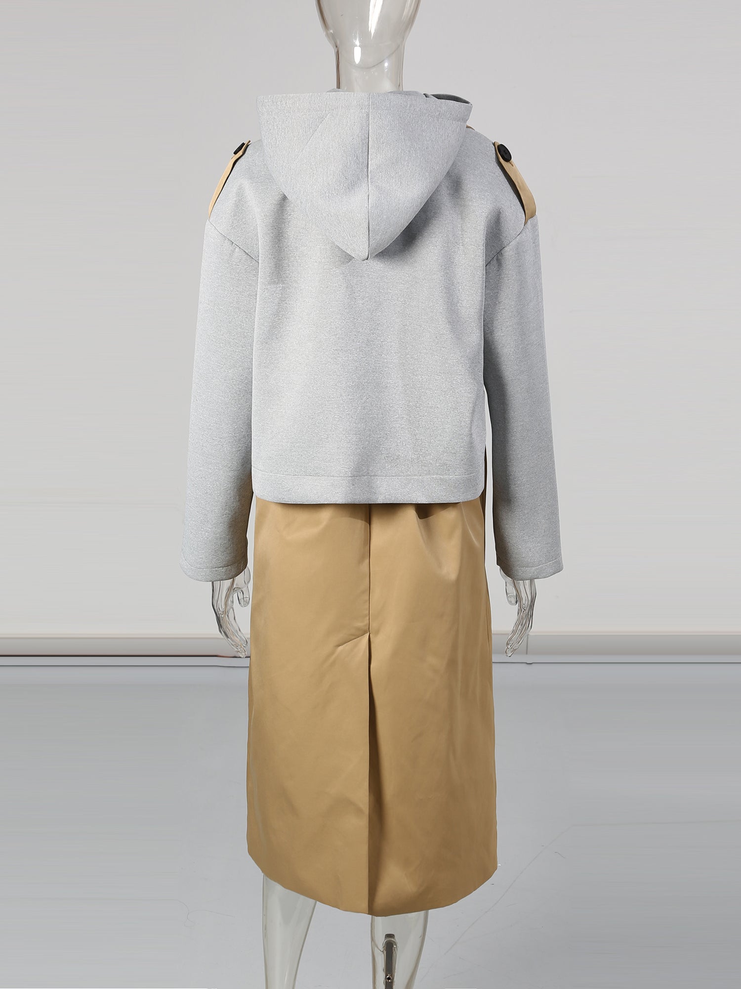 Khaki Hooded Double - Breasted Trench Coat - SISPELL