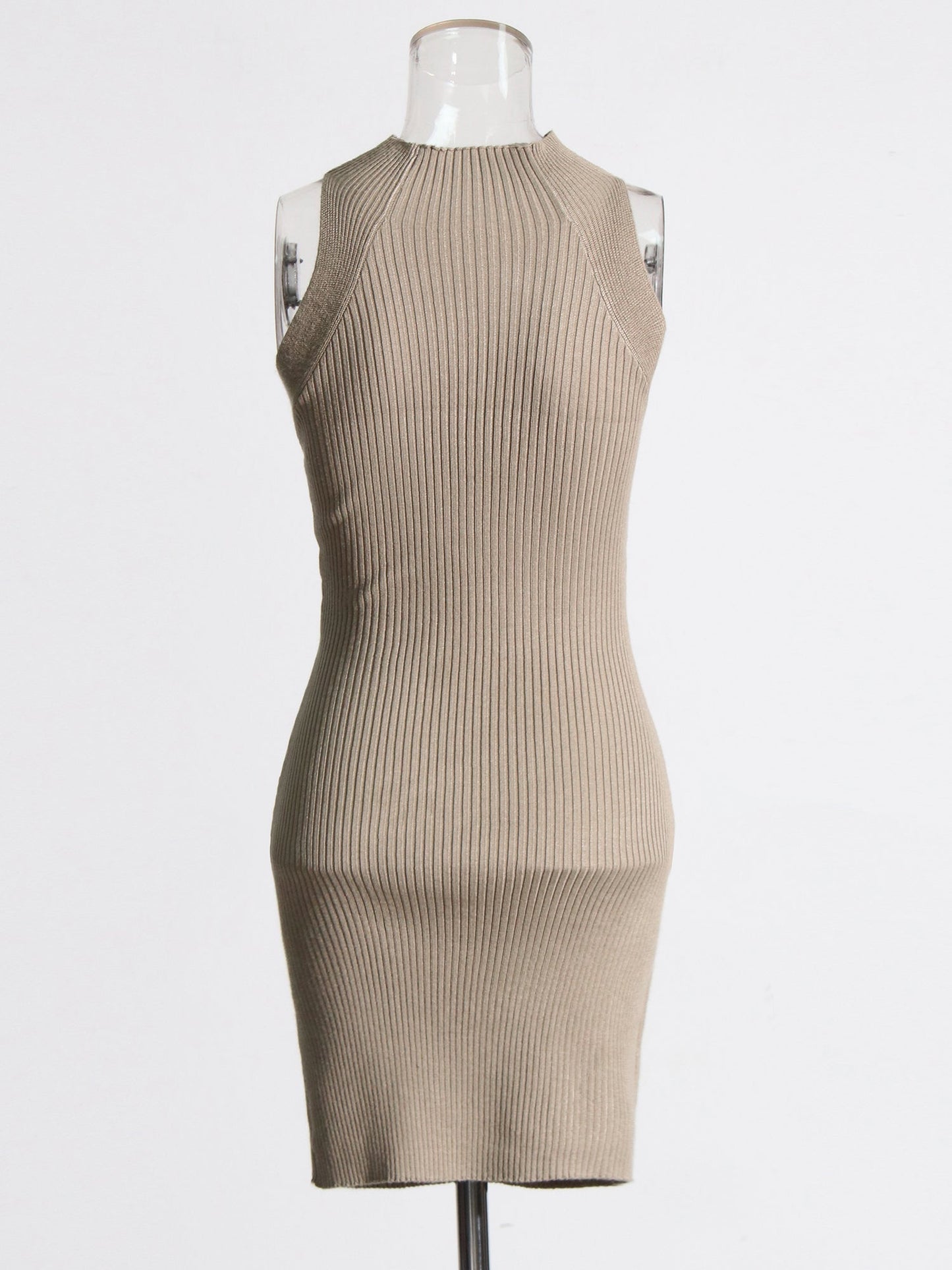 Khaki Knit Cutout Knot Bodycon Mini Dress - SISPELL