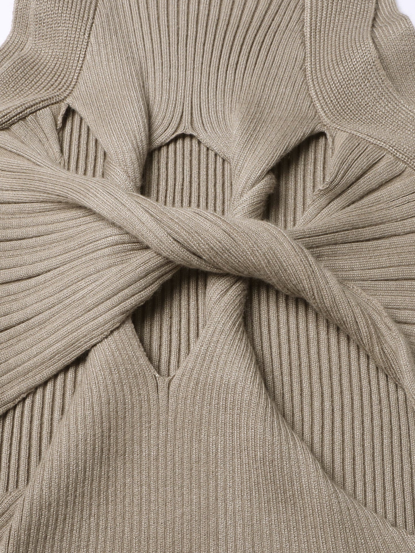 Khaki Knit Cutout Knot Bodycon Mini Dress - SISPELL