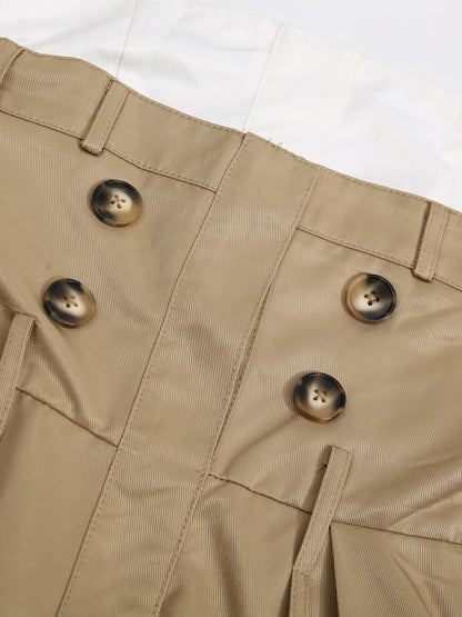 Khaki Strapless Trench Midi Dress with Buckle Belt - SISPELL