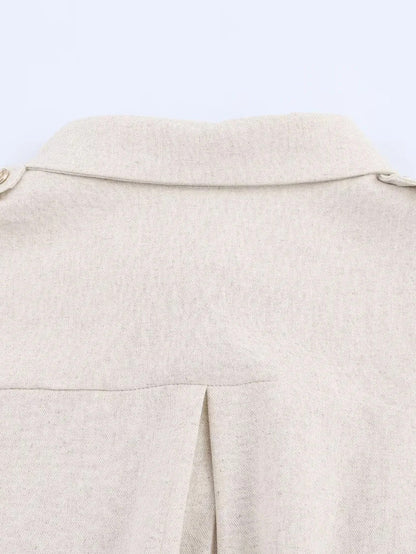 Lapel Solid Patchwork Short Dress - SISPELL