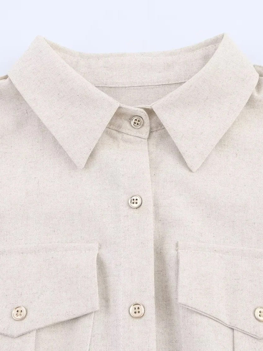 Lapel Solid Patchwork Short Dress - SISPELL