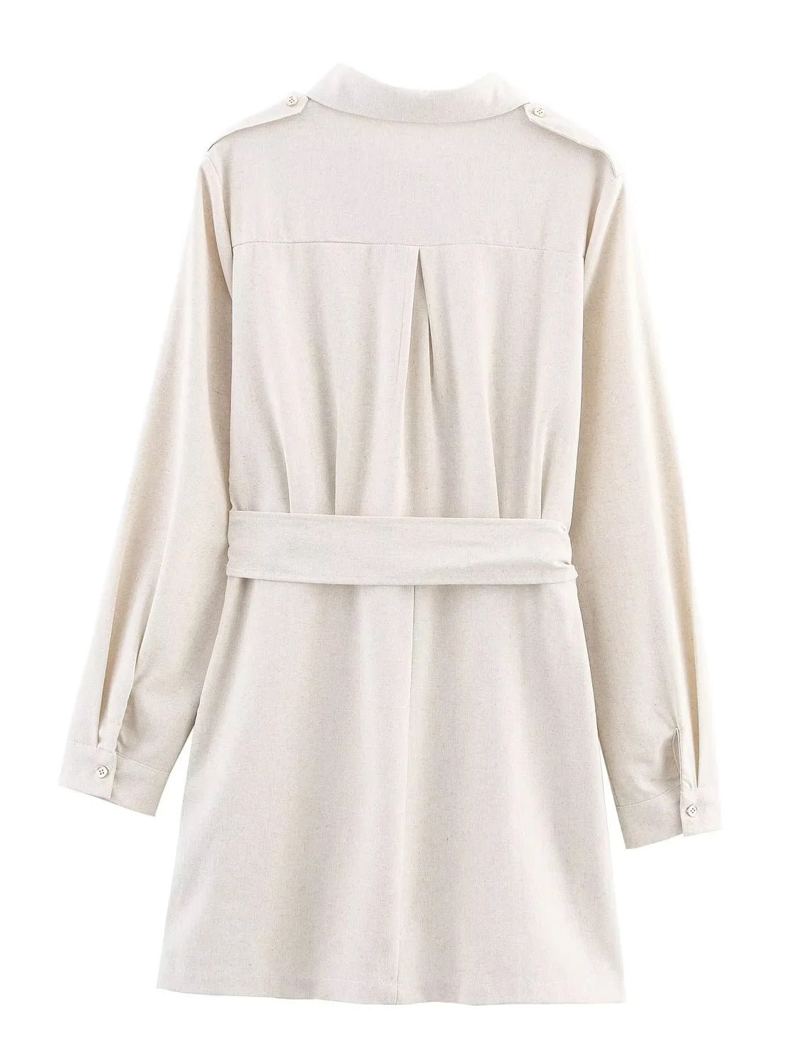 Lapel Solid Patchwork Short Dress - SISPELL