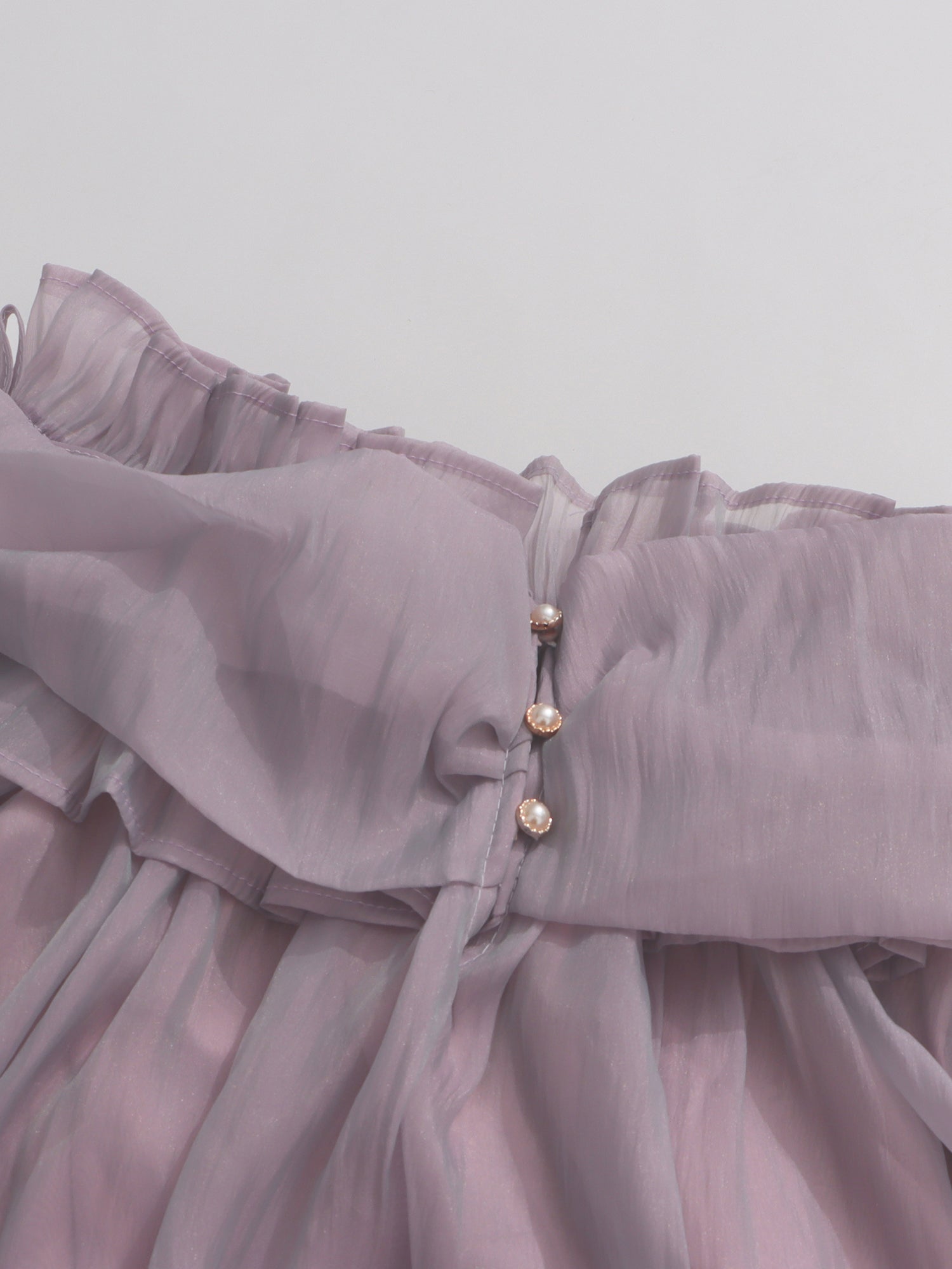 Light Purple Off - Shoulder Ruffled Sheer Blouse - SISPELL