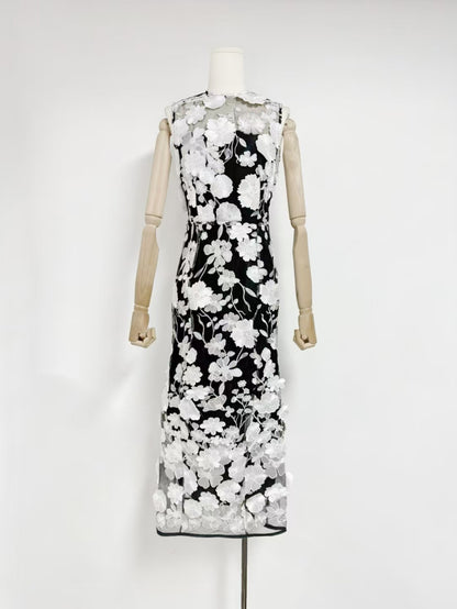 Elegant Patchwork Flower Long Dress