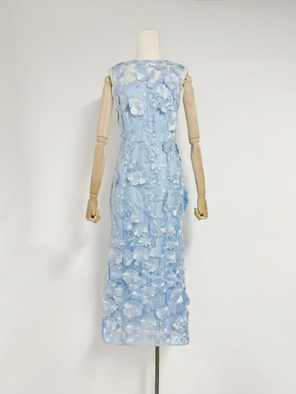 Elegant Patchwork Flower Long Dress