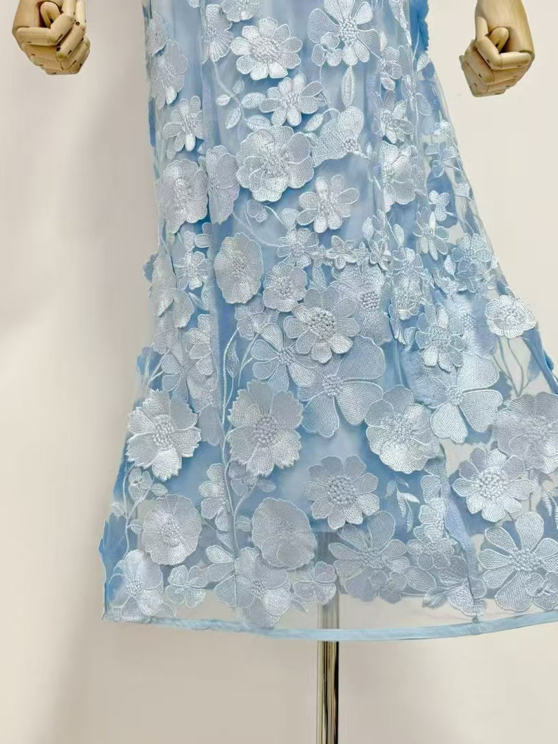 Elegant Patchwork Flower Long Dress