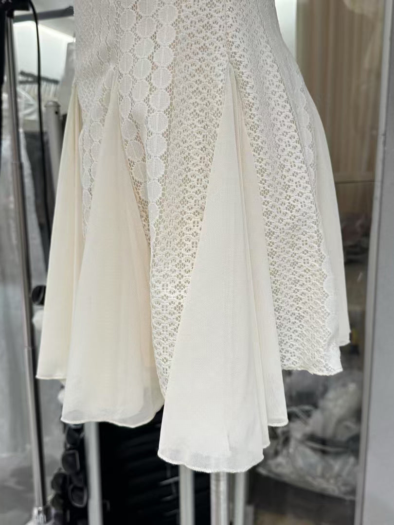 Patchwork Pearls Mesh Mini Dress