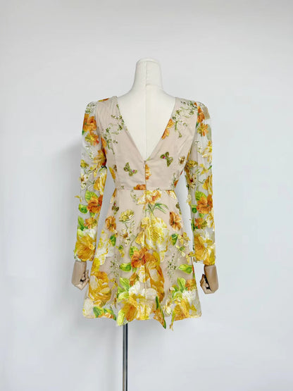 Temperament Elegant Print Short Dress