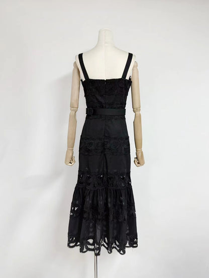 Hollow Out Sleeveless Long Dress