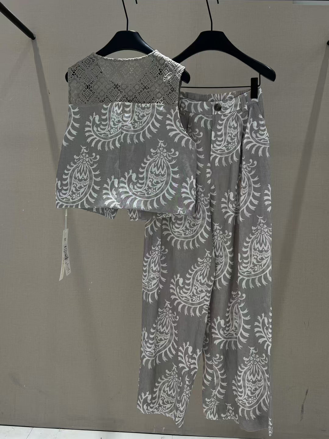 Sleeveless Patchwork Two Piece Set