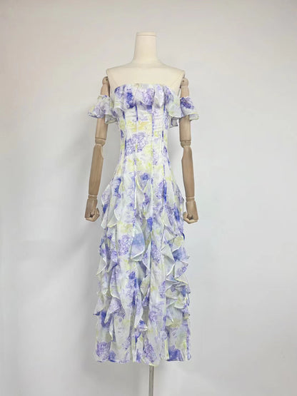 One Line Ruffles Long Dress