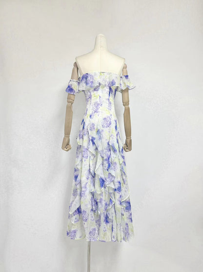 One Line Ruffles Long Dress