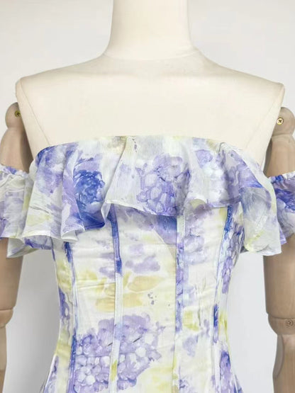 One Line Ruffles Long Dress