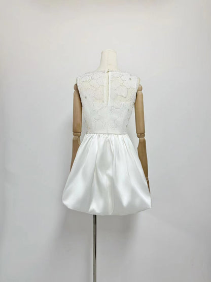 Patchwork Bowknot Sleeveless Short Dress