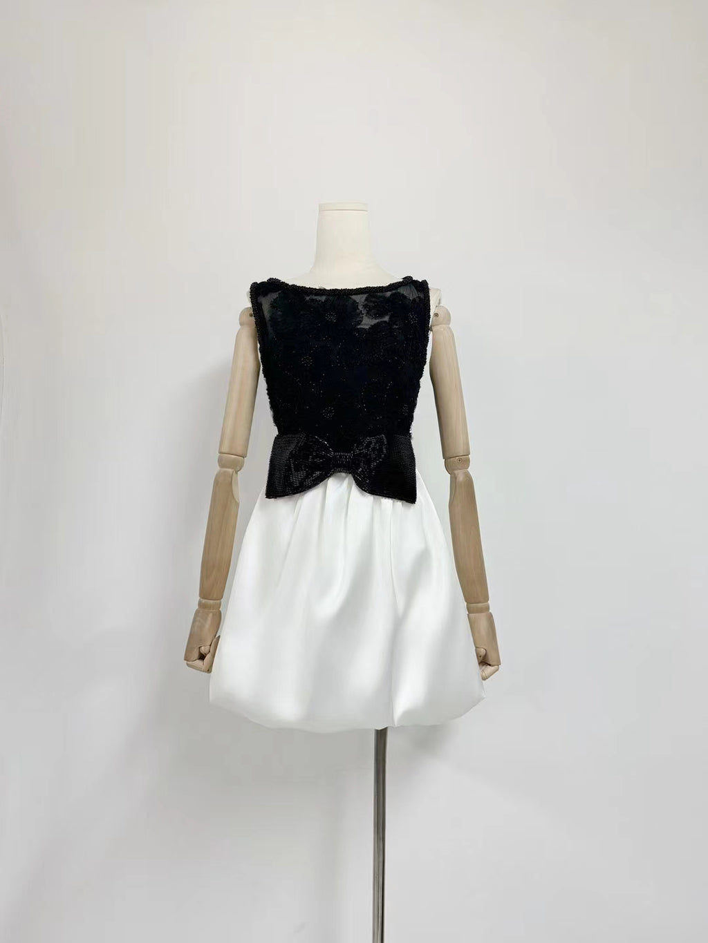 Patchwork Bowknot Sleeveless Short Dress