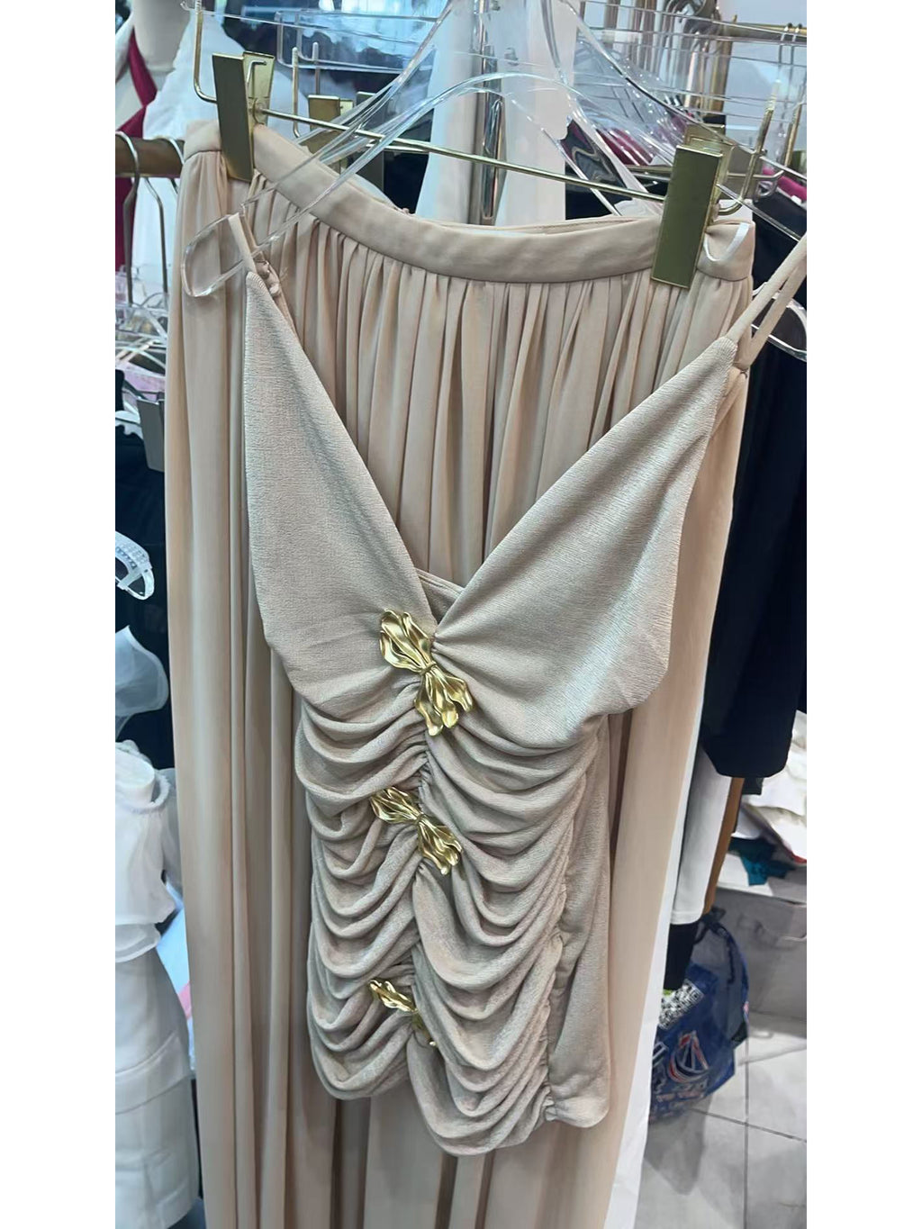 V-neck Solid Two Piece Set