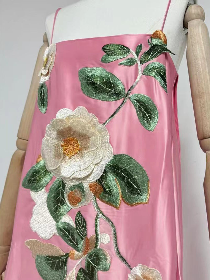 Patchwork Flower Starp Short Dress