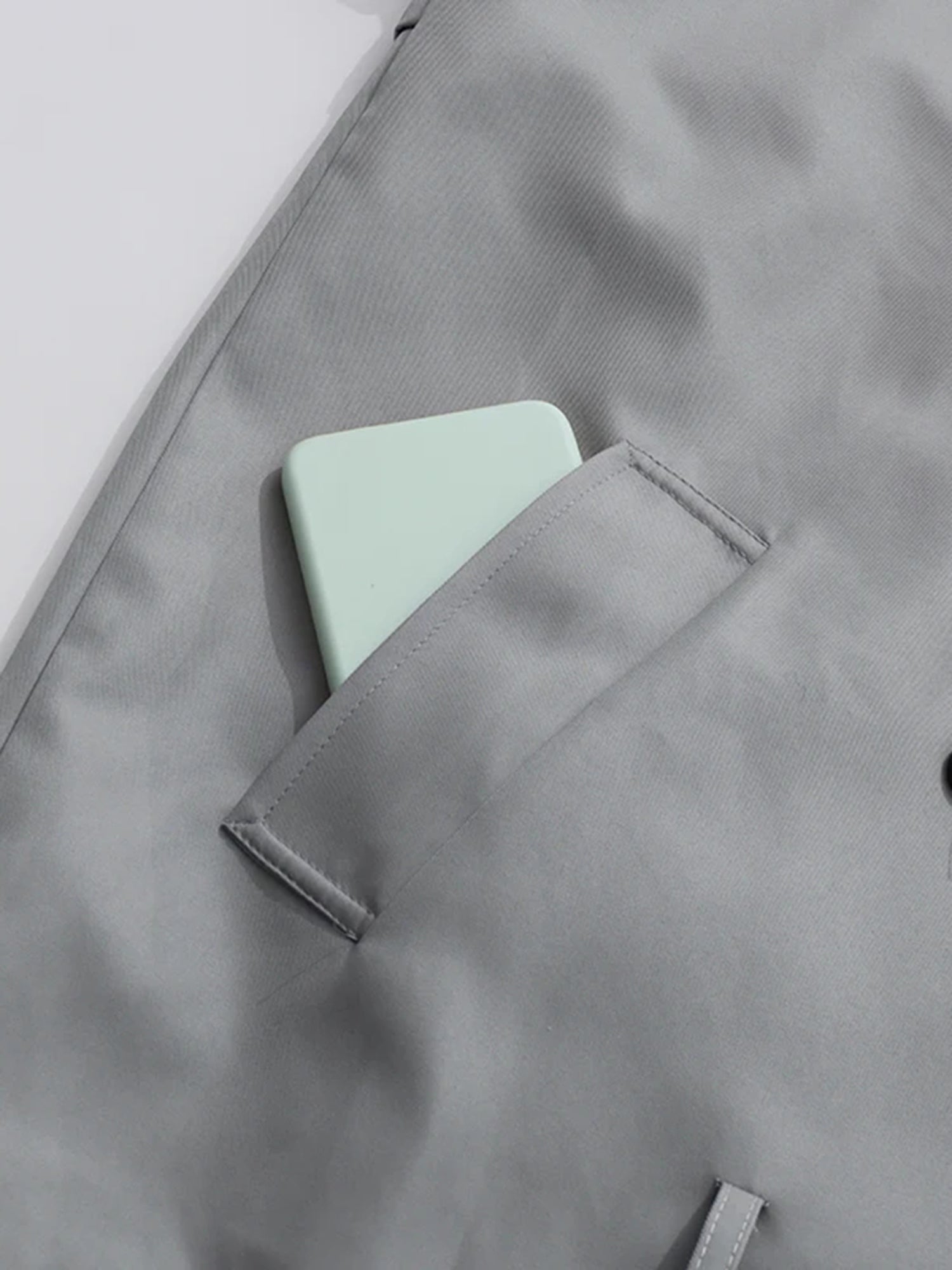 Modern Gray Double - Breasted Trench Coat with Belt - SISPELL