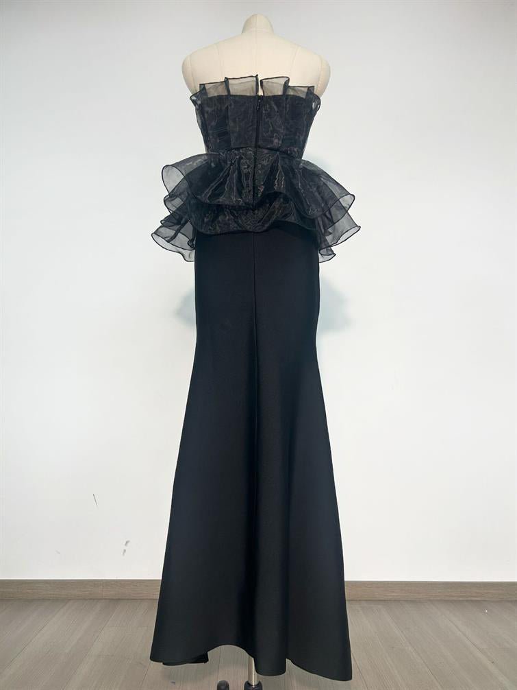 Off Shoulder Mesh Long Dress - SISPELL