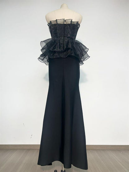 Off Shoulder Mesh Long Dress - SISPELL