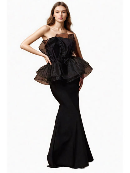 Off Shoulder Mesh Long Dress - SISPELL