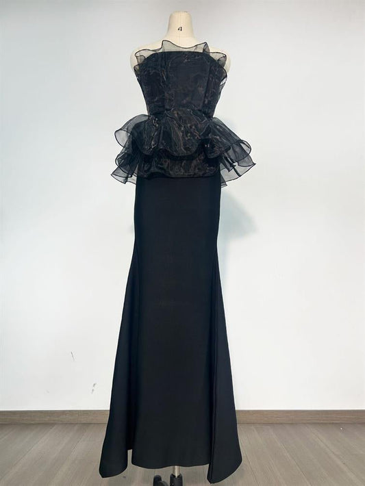 Off Shoulder Mesh Long Dress - SISPELL