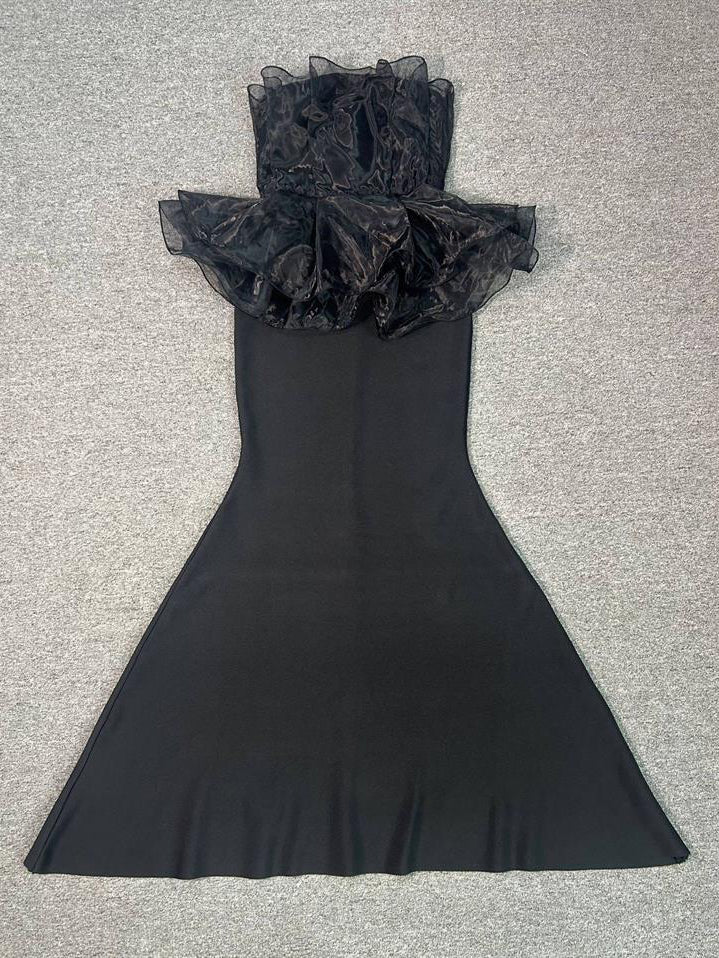 Off Shoulder Mesh Long Dress - SISPELL