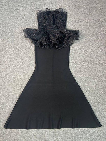 Off Shoulder Mesh Long Dress - SISPELL