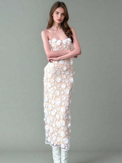 Off Shoulder Patchwork Flower Long Dress - SISPELL