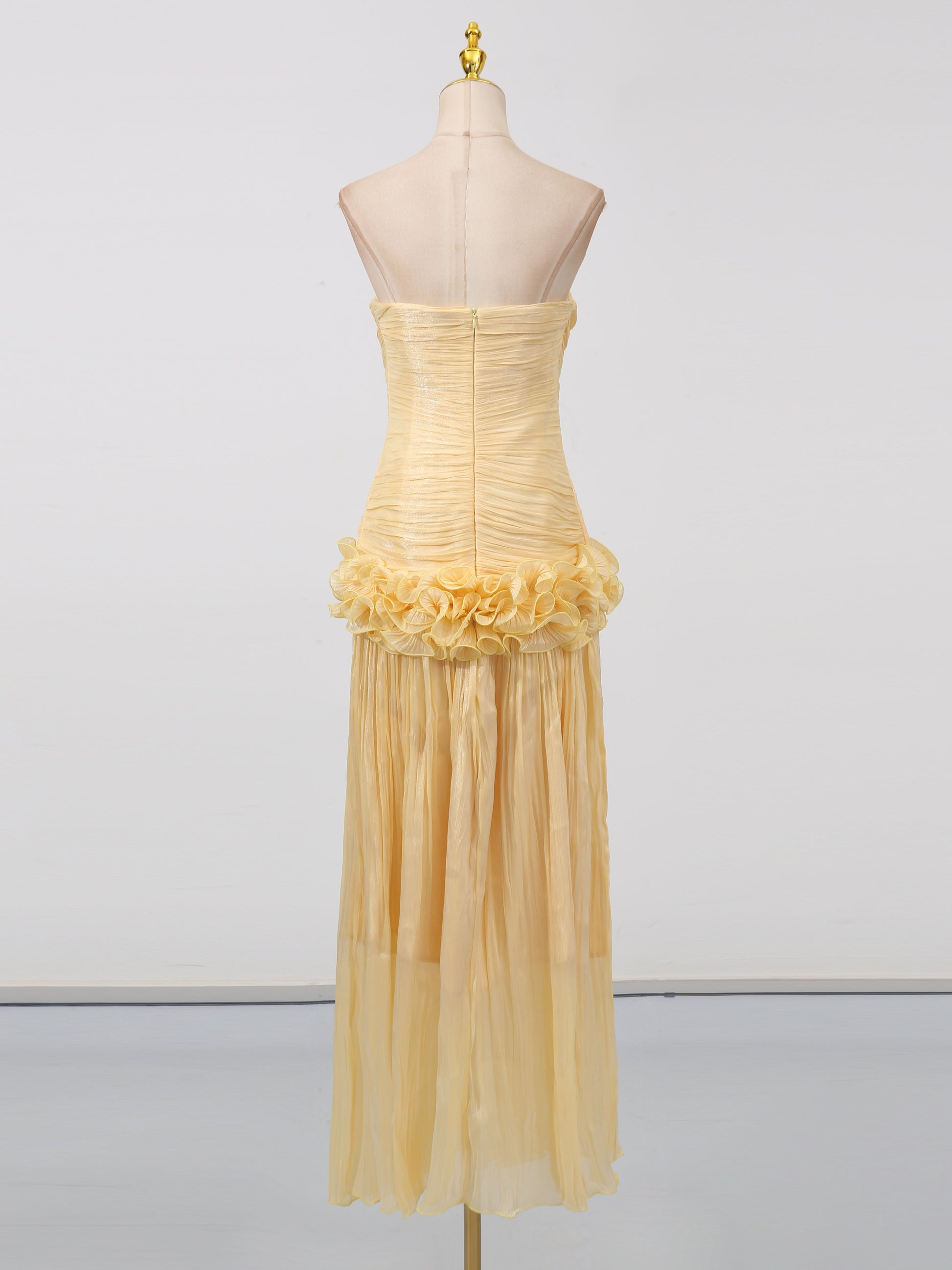 Off Shoulder Pleated Long Dress - SISPELL