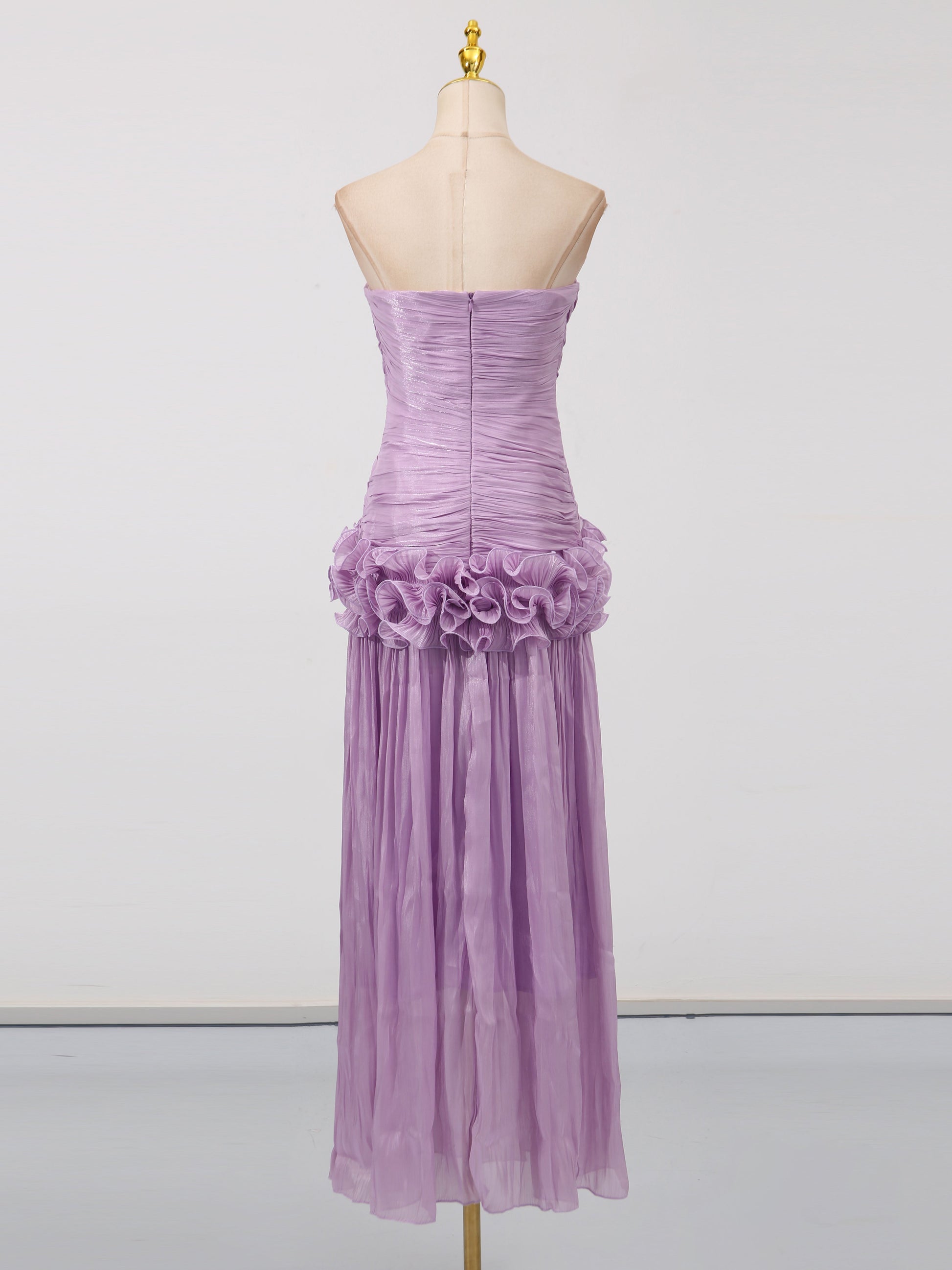 Off Shoulder Pleated Long Dress - SISPELL