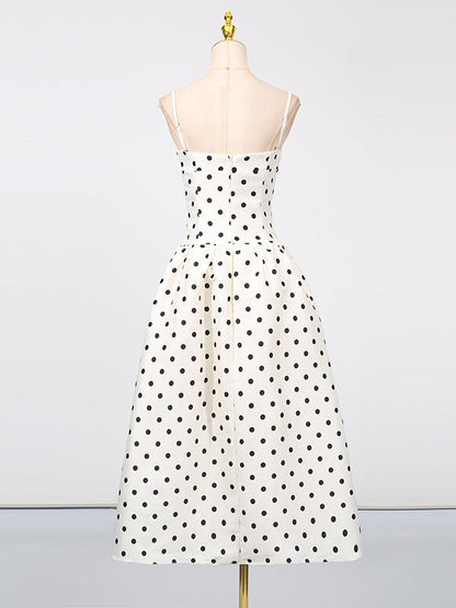 Off Shoulder Wave Point Long Dress - SISPELL